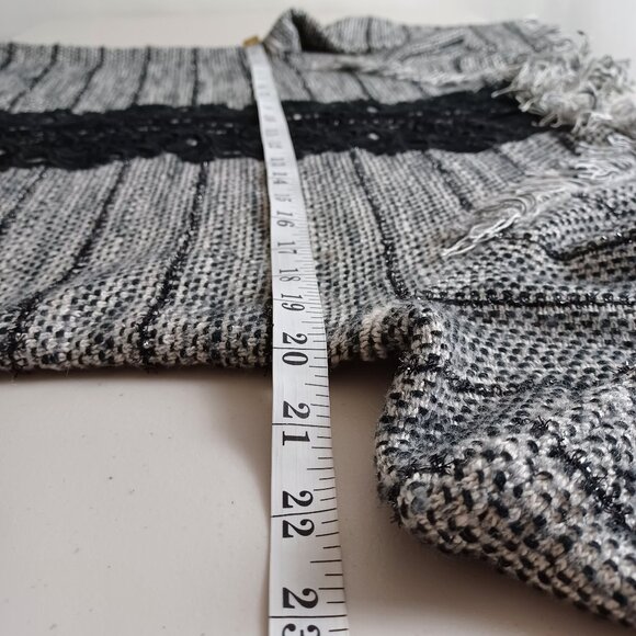 Chico’s Grey Black Lace Fringes Open Front Sweater - Picture 10 of 16